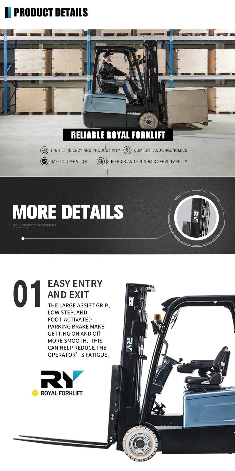 New 3000-6500mm Royal Standard Export Packing Semi Forklifts Electric Forklift